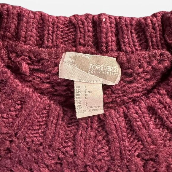 Forever 21 Burgundy Knit Crew Neck Sweater - Picture 5 of 8